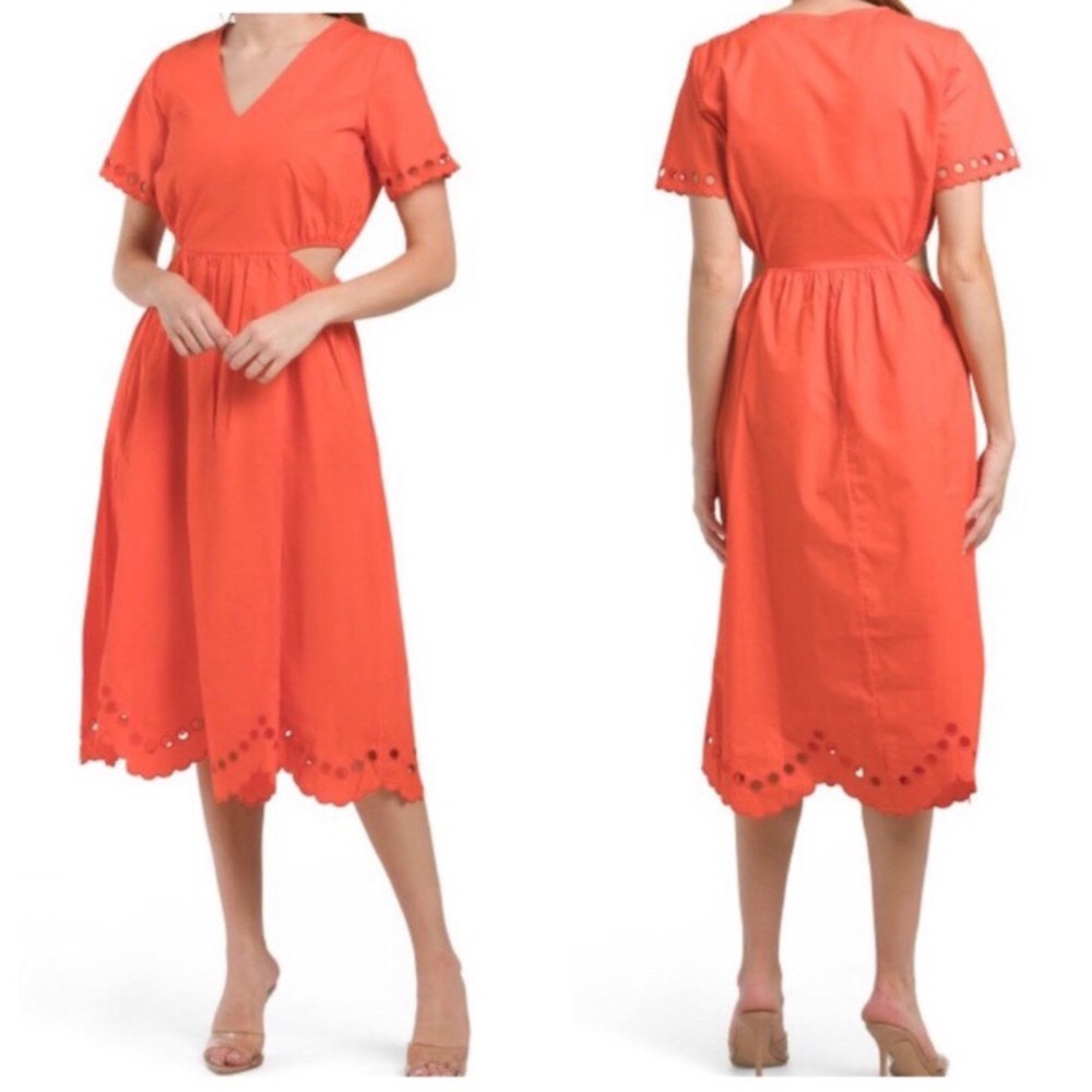 For Cynthia Cutout Eyelet Cotton Midi Dress Minimalist Summer